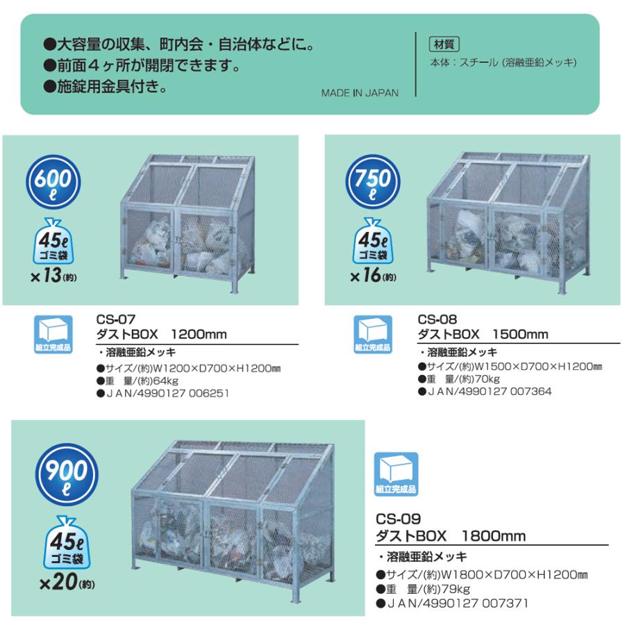 ダストBOX-S スリム CS-04 1台 SANKA 170L 紛体塗装 ブラック 組立完成品 個人宛配送不可