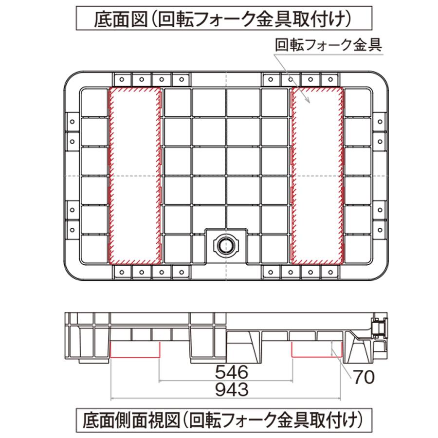 超大型コンテナ ジャンボックス#500 本体+回転フォーク用金具セット
