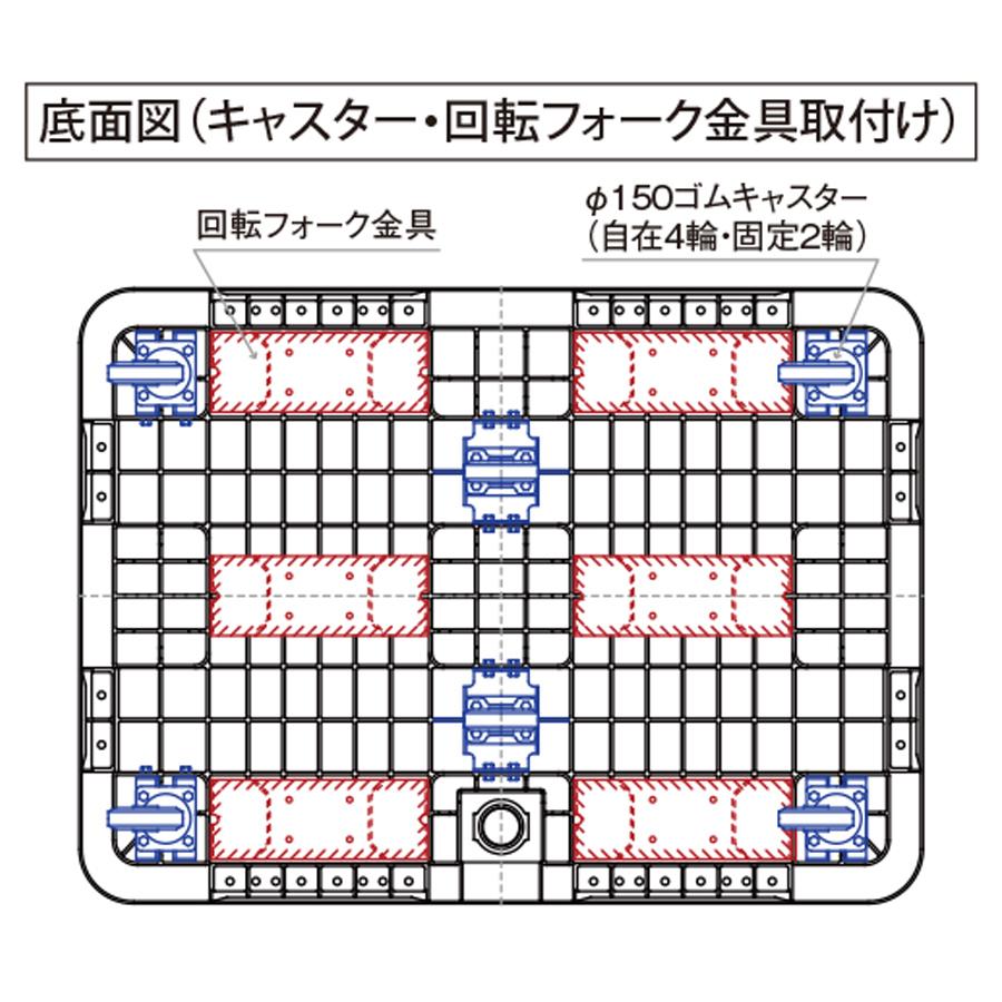 コンデジ ジャンク品×4個 超大型コンテナ ジャンボックス#1000H4 本体+回転フォーク用金具セット