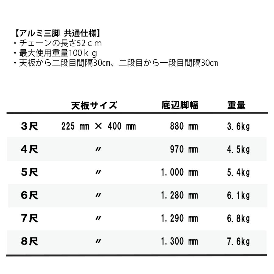 アルミ三脚 8尺 1台 シンセイ 園芸用 高さ2m37cm 皿脚タイプ 個人宛