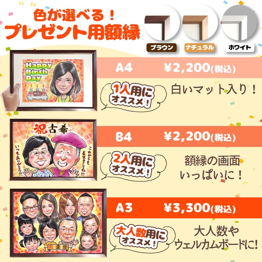 似顔絵 プレゼント 退職祝い 大人数 卒業 退職 定年 長寿 父 母