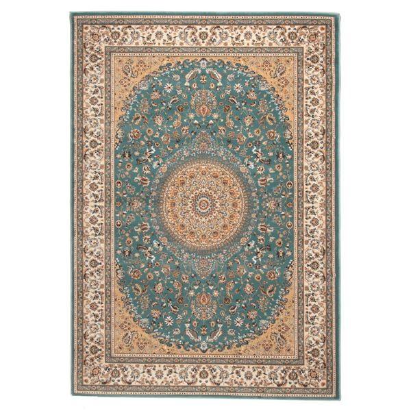 ラグマット 絨毯 約200cm×250cm ブルー 長方形 トルコ製 高耐久 ウィルトン織 ローサマルカンド リビング ダイニング〔代引不可〕