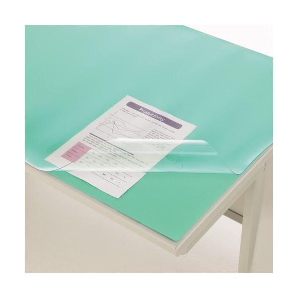 （まとめ） ライオン事務器 デスクマット PVC製光沢仕上 ダブル（グリーンマット付） 600×450×1.8mm MN 1枚 〔×3セット〕