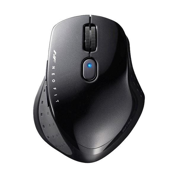 （まとめ）バッファロー 無線 BlueLED5ボタン ネオフィットマウス Mサイズ ブラック BSMBW510MBK 1個〔×2セット〕