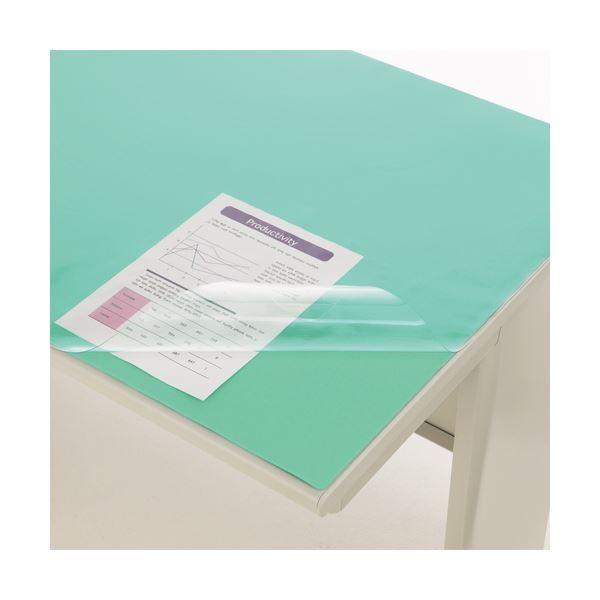 ライオン事務器 デスクマット PVC製光沢仕上 ダブル（グリーンマット付） 1195×695×0.8mm No.127-PE 1枚 〔×10セット〕