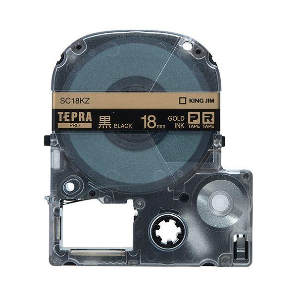 (まとめ) キングジム テプラ PRO テープカートリッジ パステル 18mm 黒／金文字 SC18KZ 1個 〔×10セット〕