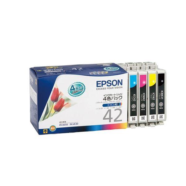 (まとめ) エプソン EPSON インクカートリッジ 4色パック IC4CL42 1箱（4個：各色1個） 〔×10セット〕