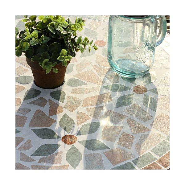 ガーデンテーブル 約幅61×奥行61×高さ69.5cm 花柄 屋外用 パラソル穴  