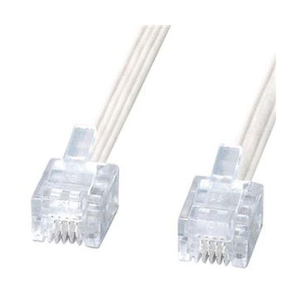 （まとめ）サンワサプライ エコロジー電話ケーブル6極4芯 ホワイト 3m TEL-E4-3N2 1本〔×20セット〕