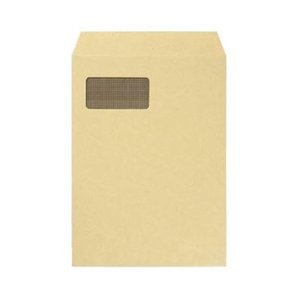 （まとめ）TANOSEE 窓付封筒 裏地紋付 A4テープのり付 85g/m2 クラフト（窓：グラシン紙）1パック（100枚）〔×5セット〕