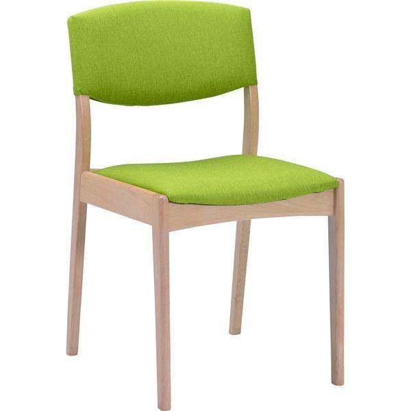 ダイニングチェア/食卓椅子 〔2脚組 ナチュラル×グリーン〕 幅45×奥行51.5×高さ75cm ファブリック 木製 完成品 〔リビング〕〔代引不可〕