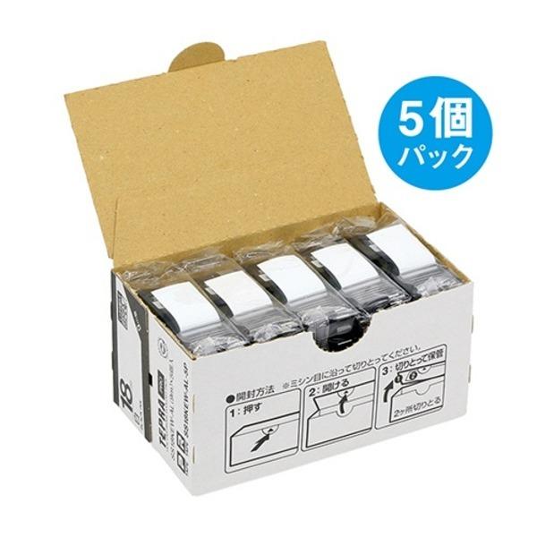 キングジム テプラ PRO テープカートリッジ しっかり貼れてはがせるラベル 18mm 白/黒文字 SS18KEW-AL-5P 1パック（5個）