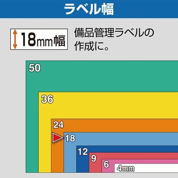 キングジム テプラ PRO テープカートリッジ しっかり貼れてはがせるラベル 18mm 白/黒文字 SS18KEW-AL-5P 1パック（5個）