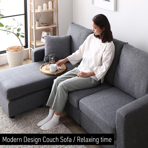 カウチソファー/ローソファ― 〔3人掛け ブラック〕 約幅176cm