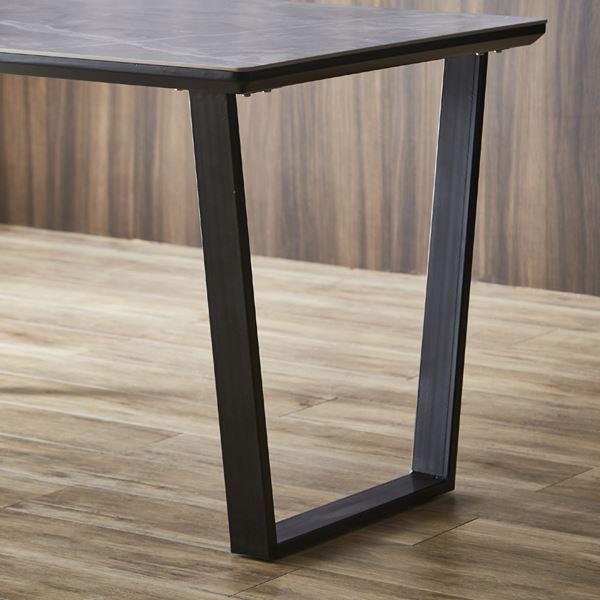 ダイニングテーブル 幅約140cm グレー セラミック スチール脚 お手入れ