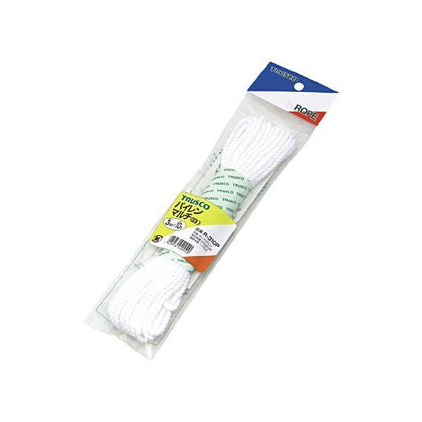 (まとめ) TRUSCO パイレンカラーロープ 3mm×10m 白 R-310PW 1巻 〔×20セット〕