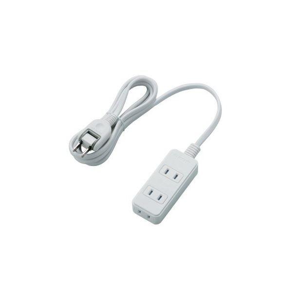 (まとめ) エレコム ほこりシャッター付き電源タップ 2P・3個口 ホワイト 2.0m T-ST02-22320WH 1個 〔×5セット〕