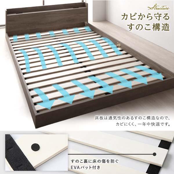 ベッド ダブル 国産ポケットコイルマットレス付き グレージュ 低 ベッド ダブル 国産ポケットコイルマットレス付き グレージュ 低
