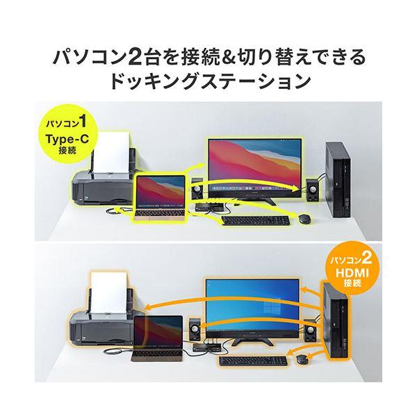 サンワダイレクト USBType-C/HDMI パソコン切替器 2台切替 KVMスイッチ