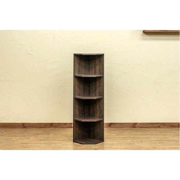 コーナーラック/デッドスペース収納棚 〔4段/ウォールナット