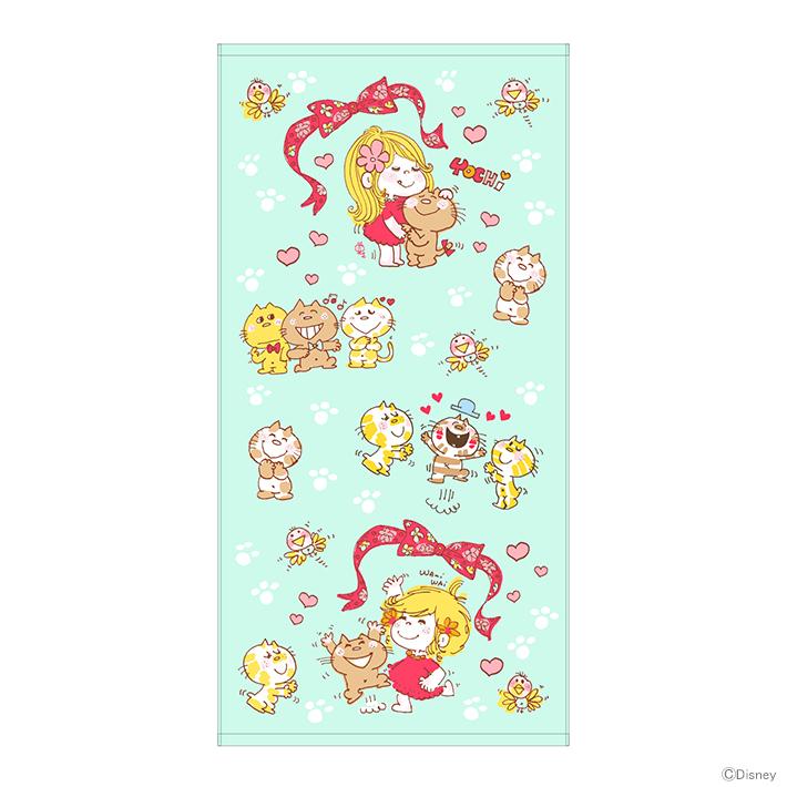 水森亜土 バスタオル だいすきネコちゃん柄 BK445700 : シブヤ文具
