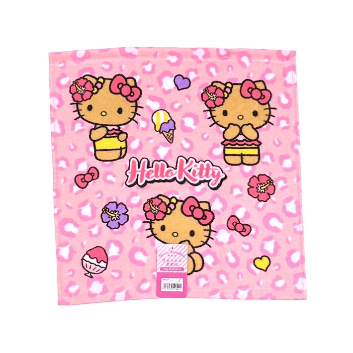 ハローキティ　ウォッシュタオルまとめ売り 林 ハローキティ ウォッシュタオル サマー ヒョウ柄 WQ415700 [M便 1/1