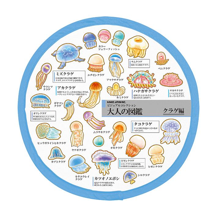 大人の図鑑 折りたたみうちわ クラゲ柄 231939 [M便 1/6] : シブヤ文具