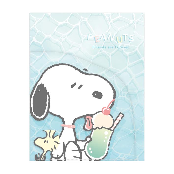 CRUX スヌーピー Wサイドポケットクリアファイル A4 波に