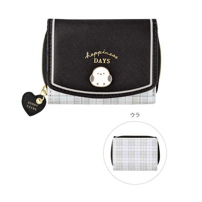 CRUX（クラックス） 三つ折り財布 シマエナガ柄 ブラック 124185 [M便