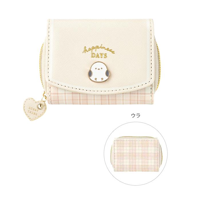 三つ折り財布 Fave 文鳥 三つ折りミニ財布 三つ折り 財布 フルオープン