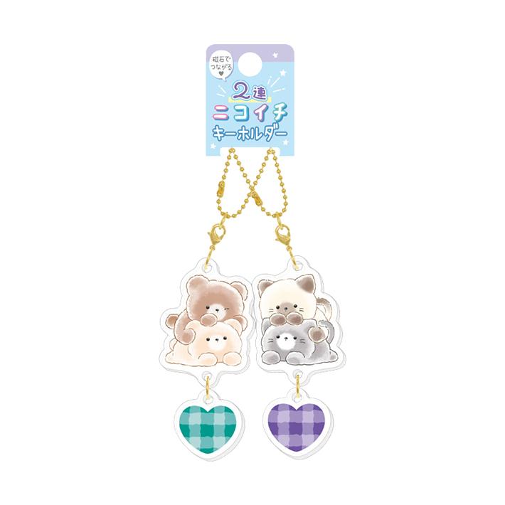 CRUX 2連ニコイチキーホルダー くまたろず&にゃんたろず柄 CRUX 2連ニコイチキーホルダー くまたろず&にゃんたろず柄