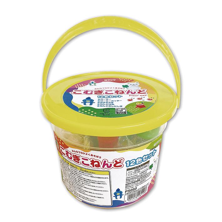 クツワ クツワ バケツ入りこむぎこねんど 12色セット PS050