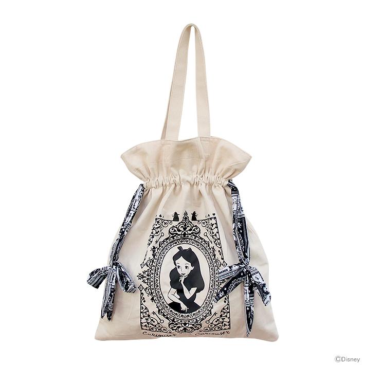 Disney ディズニー ふしぎの国のアリス 巾着トートバッグ 生成