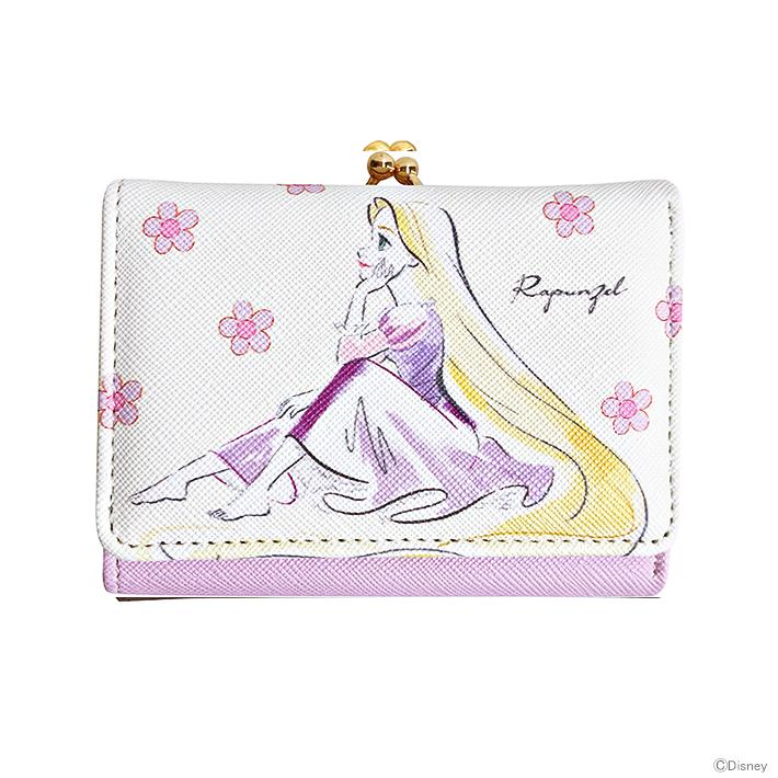 ディズニープリンセス 三つ折り財布 がま口 牛革 日本製 ディズニープリンセス ディズニープリンセス 塔の上のラプンツェル 三