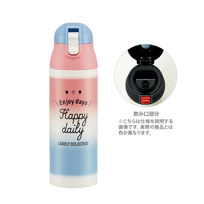 [半額]　ワンプッシュステンレスマグボトル　500ml　グラデロゴ柄　ピンク&ブルー　SDPC5｜net-shibuya