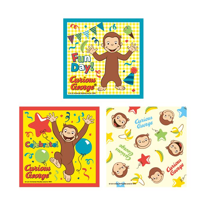 おさるのジョージ ハンカチーフ 3枚組 カラフルパーティ柄 No 新入学文具 M便 1 激安挑戦中
