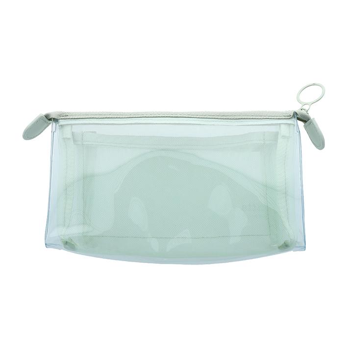 サンスター文具 ミッテ クリアポーチ メッシュ マチ アイスグリーン