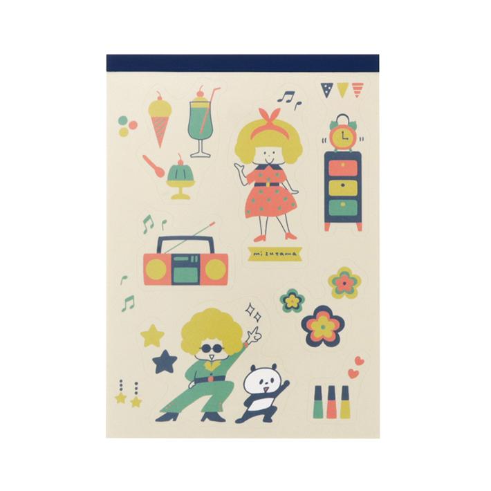 サンスター文具 mizutama デザインいっぱいメモ B7 レトロ柄