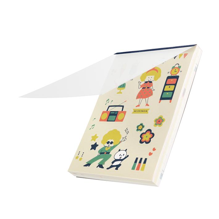 サンスター文具 mizutama デザインいっぱいメモ B7 レトロ柄