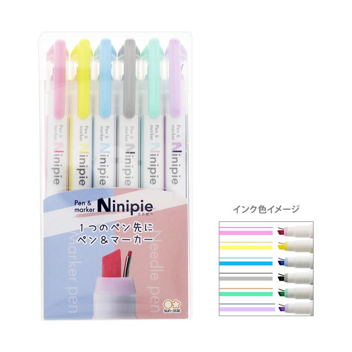 サンスター文具 ニニピー ペン マーカー 6本セット M便 1 1 シブヤ文具 通販 Paypayモール
