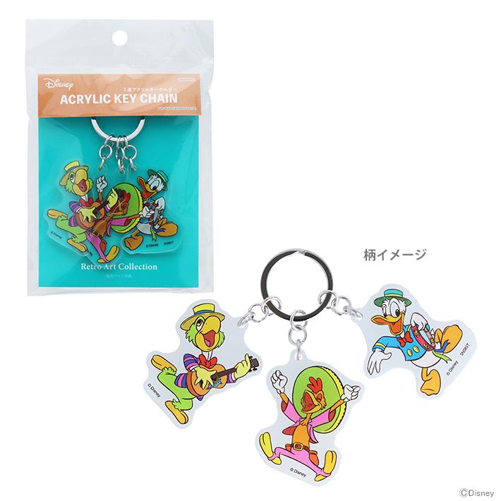 ミッキー＆フレンズ ディズニー 3連アクリルキーホルダー レトロ