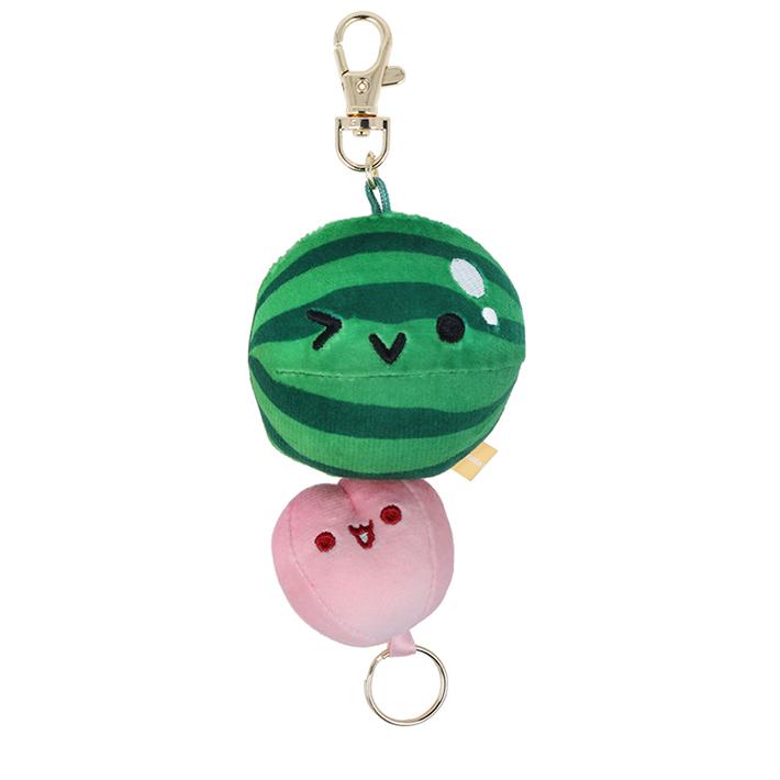 スイカゲームキーホルダー桃 新品 ももちゃん 根付け 福島限定 白桃 桃 キーホルダー スイカ