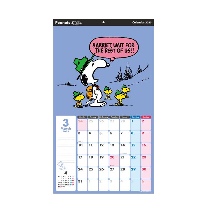 サンスター文具 スヌーピー 2025年 ウォールカレンダー