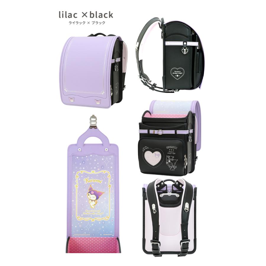 入園入学準備グッズ♡3点セット♡ストライプ✖️ブラック♡くすみパープルフリル クロミ ランドセル サンリオキャラクターズ 2027 シブヤ限定 パープル