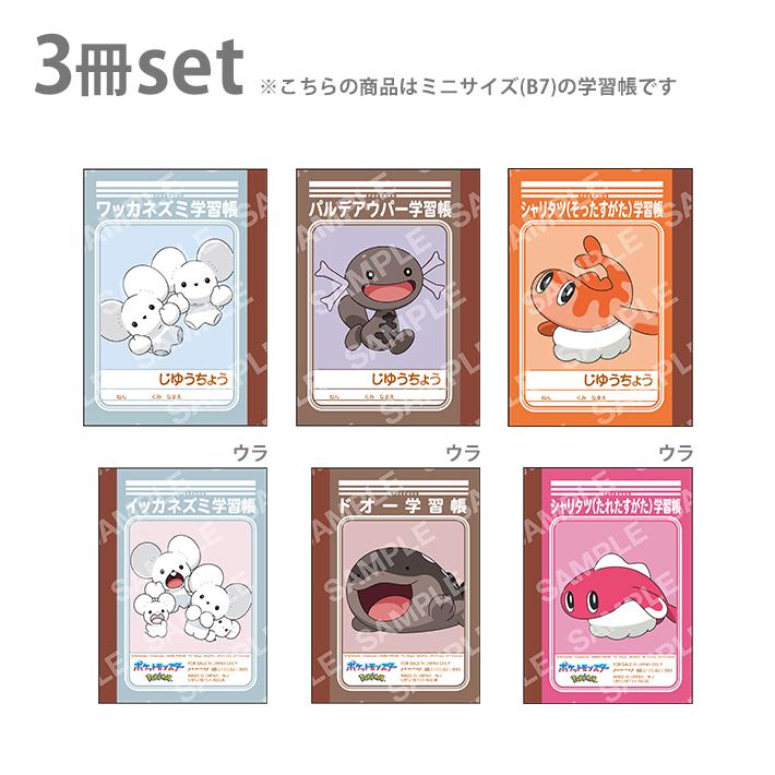 Pokemon ポケモン ミニ学習帳セット B7 3冊セット 第8弾 C柄