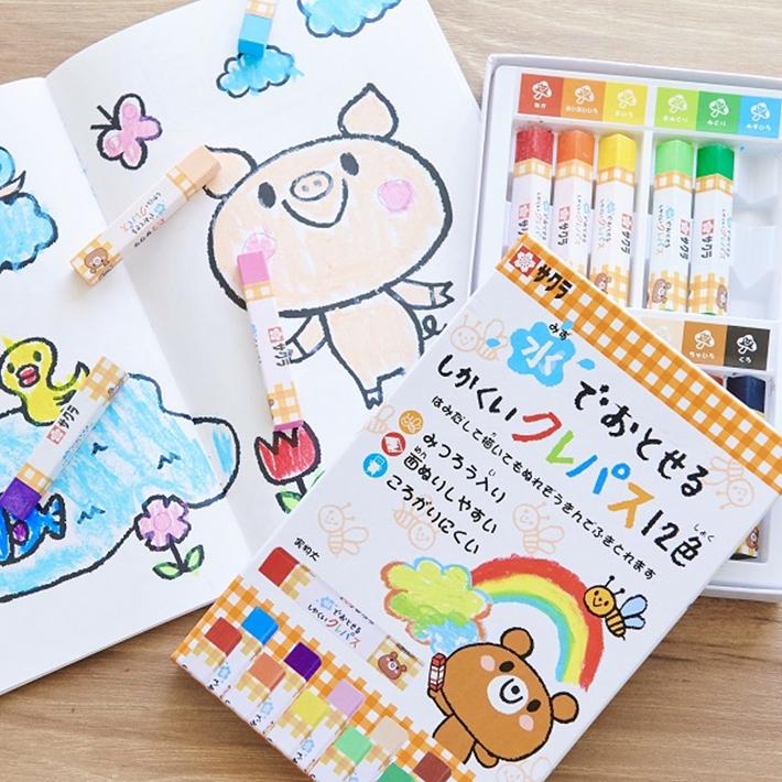 サクラクレパス 水でおとせるしかくいクレパス（12色） WP12 [M