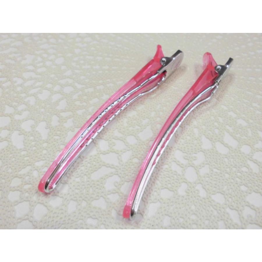 送料無料 ヘアクリップ シンプル ダッカールクリップ 大 ピンク 2個