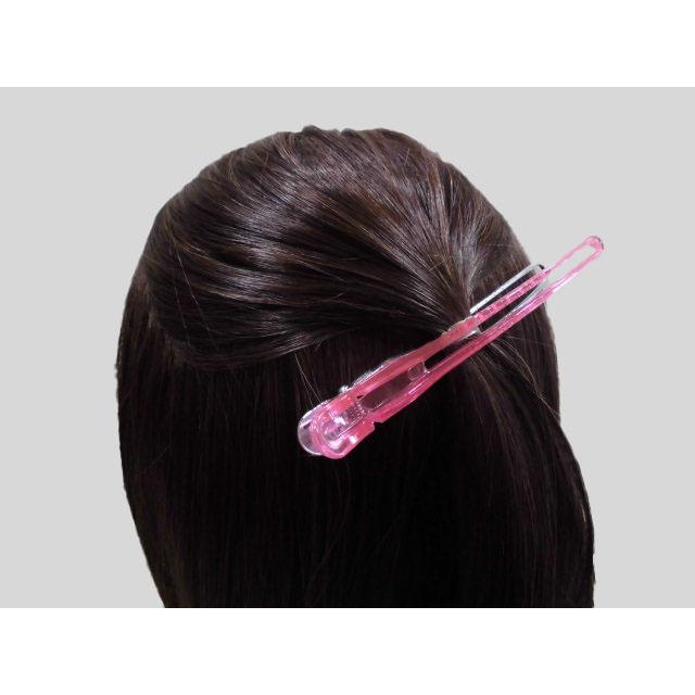 送料無料 ヘアクリップ シンプル ダッカールクリップ 大 ピンク 2個