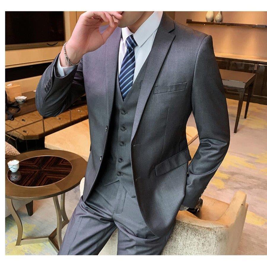 98％以上節約メンズスーツ 3点セットスーツ 2つボタンスーツ 上品