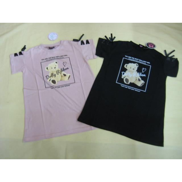 子供服 女の子 ガール ジュニア 半袖 ワンピース チュニック ドリーリボン クマ 110 1 130 140 150 160 3134 ねたこをおこせ 通販 Yahoo ショッピング